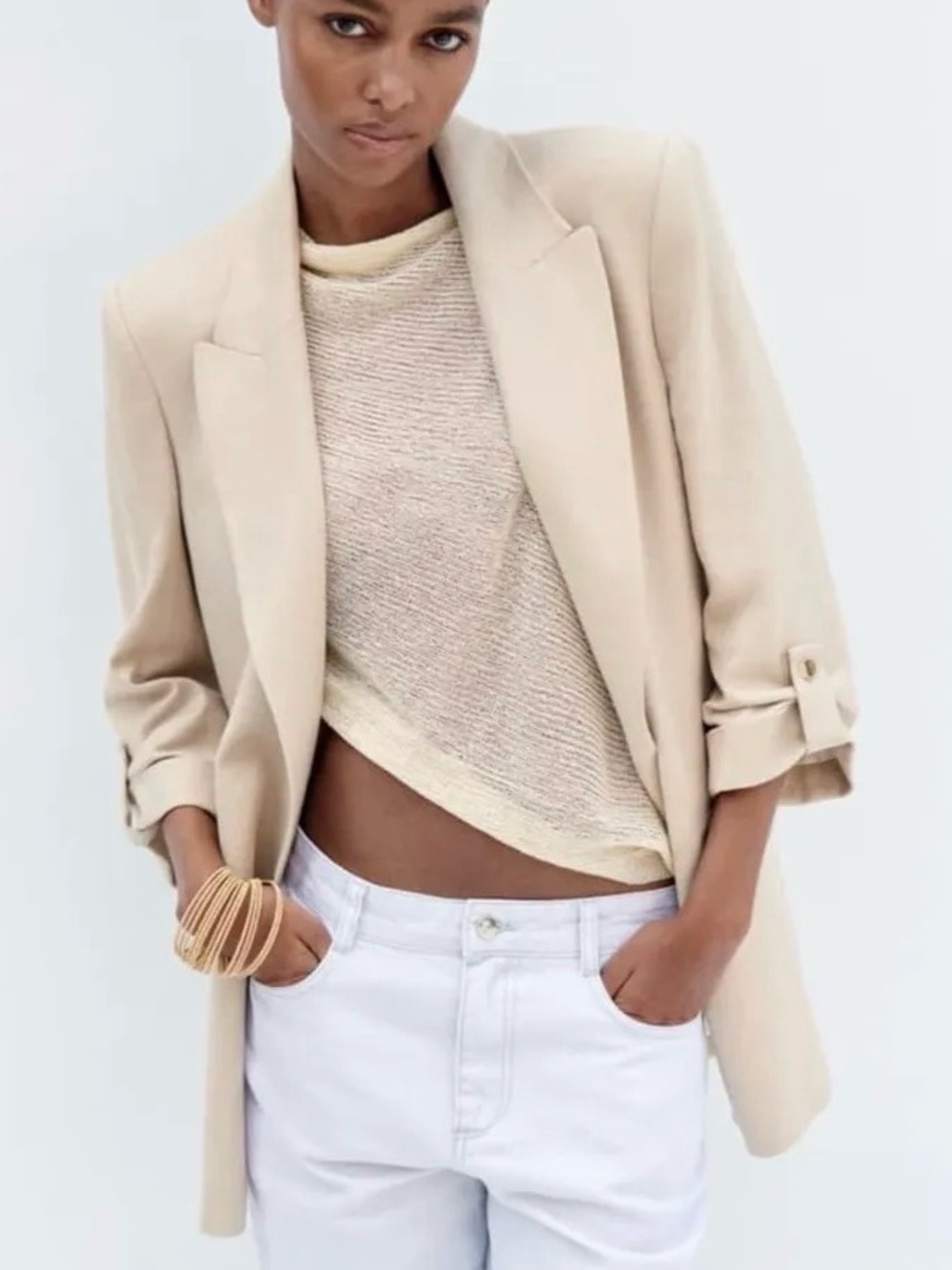 Zara Beige Oversized Blazer